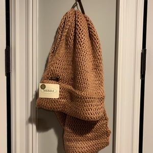NWT Fossil Sparkly Rose Brown Infinity Knit Scarf